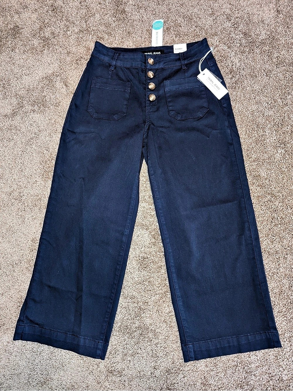 ☘️ Tribal Jeans Audrey Wide Leg Pants Blue Size Large NWT